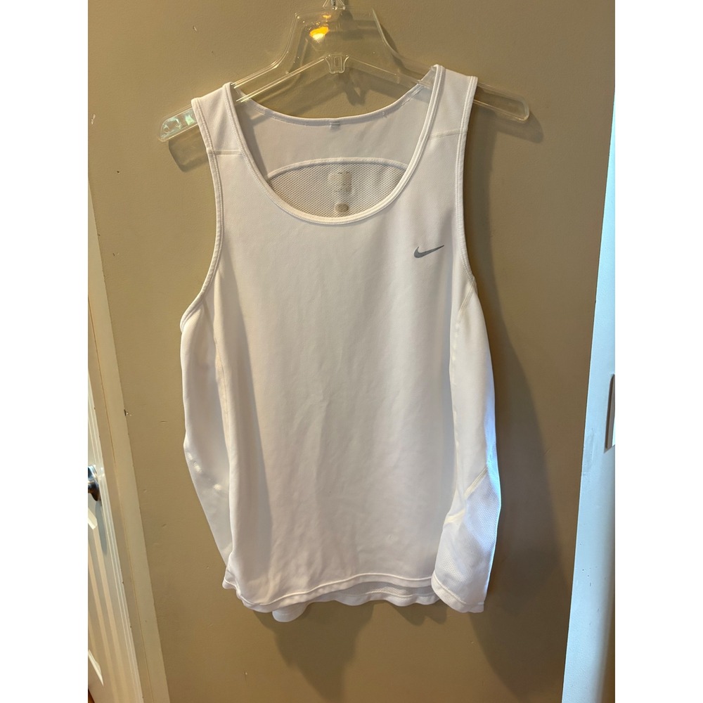 Nike Dri-FIT White Running Tank Top Mesh Breathable Sleeveless Women XL